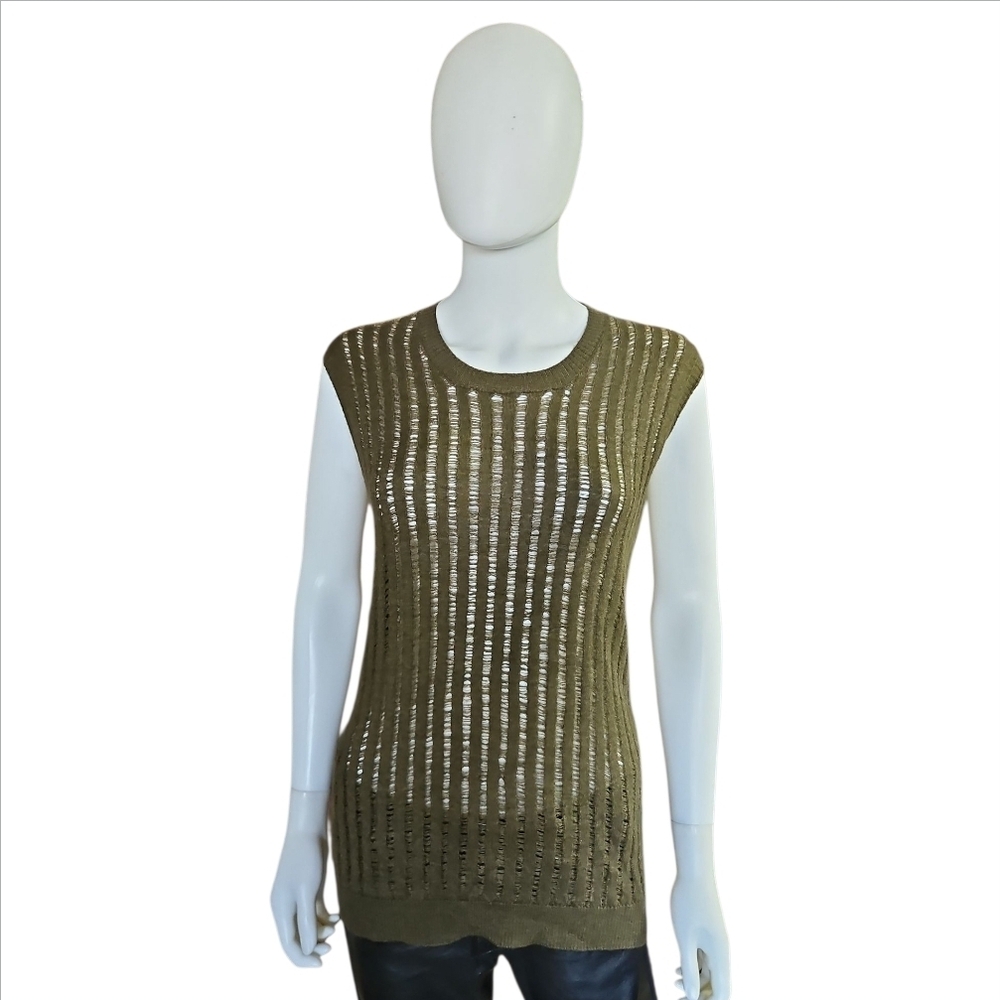 UMA WANG | Cashmere Silk Open Knit Sleeveless Top Vest in Size Large
